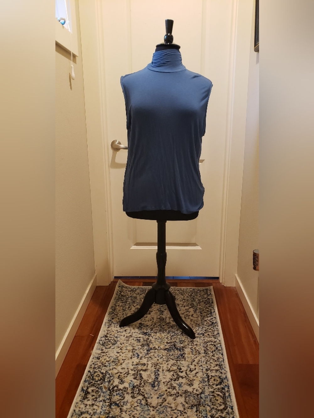 GNW Sleeveless Turtleneck Tank Top in Dusty Blue